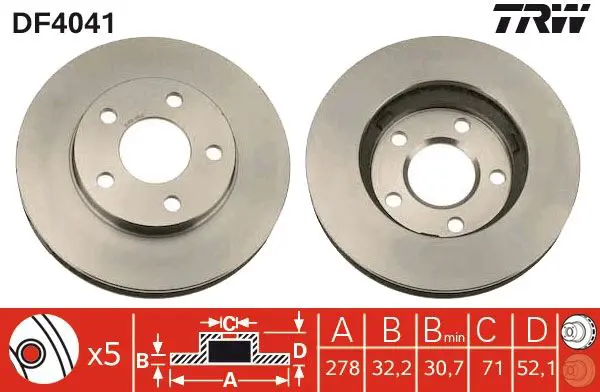 Handler.Part Brake disc TRW DF4041 1