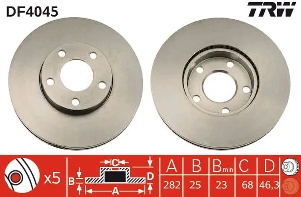 Handler.Part Brake disc TRW DF4045 1