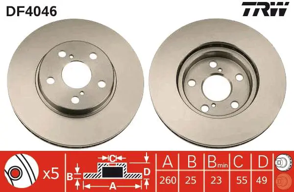 Handler.Part Brake disc TRW DF4046 1