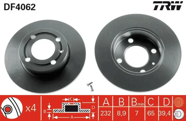 Handler.Part Brake disc TRW DF4062 1