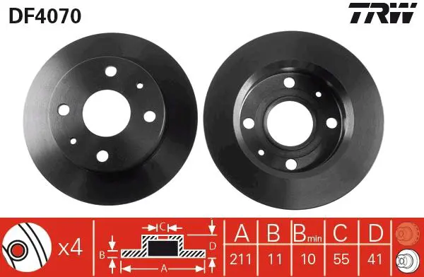 Handler.Part Brake disc TRW DF4070 1