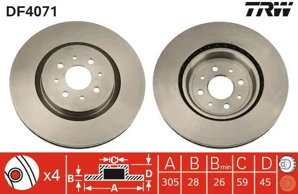 Handler.Part Brake disc TRW DF4071 1