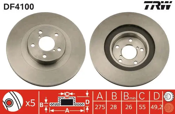 Handler.Part Brake disc TRW DF4100 1