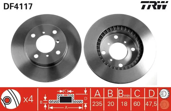 Handler.Part Brake disc TRW DF4117 1