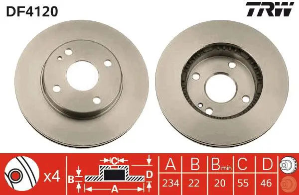 Handler.Part Brake disc TRW DF4120 1