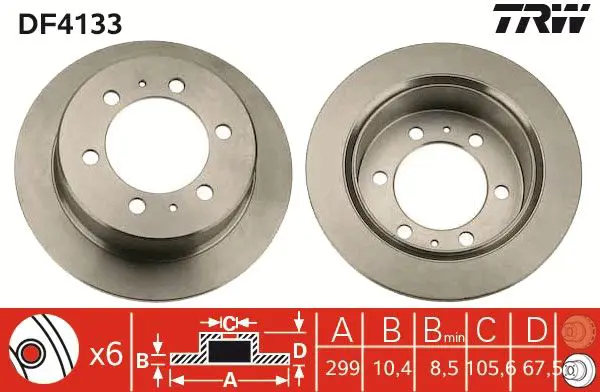 Handler.Part Brake disc TRW DF4133 1