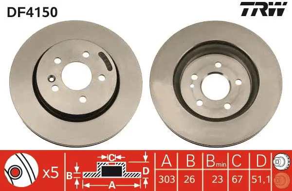 Handler.Part Brake disc TRW DF4150 1