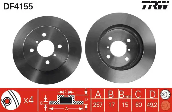 Handler.Part Brake disc TRW DF4155 1