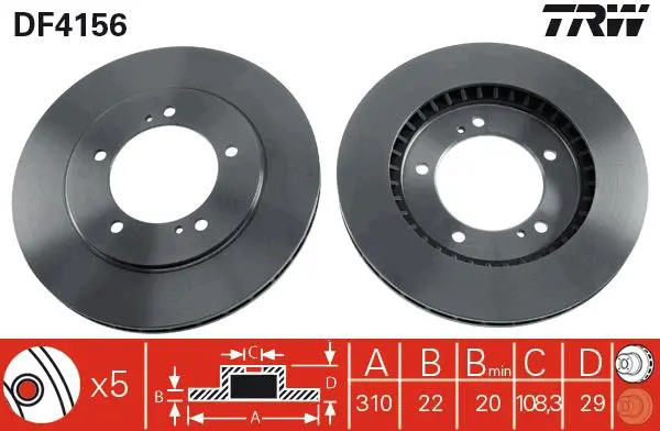 Handler.Part Brake disc TRW DF4156 1