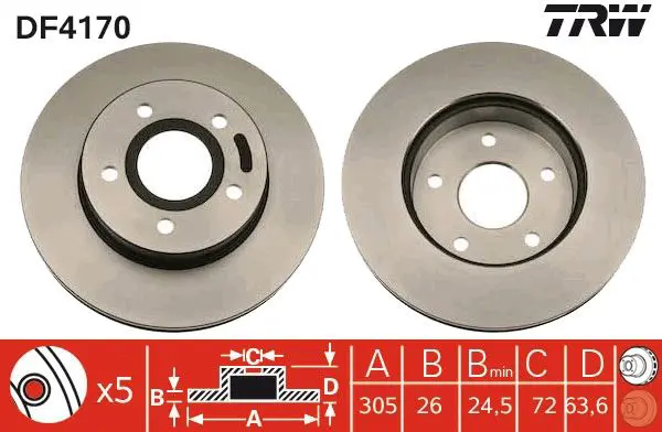 Handler.Part Brake disc TRW DF4170 1