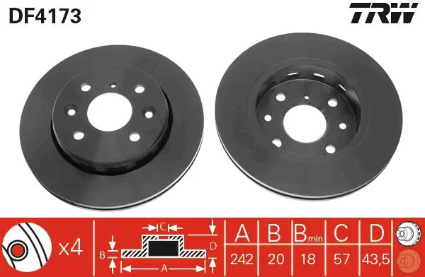 Handler.Part Brake disc TRW DF4173 1