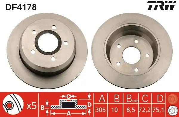 Handler.Part Brake disc TRW DF4178 1