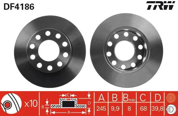 Handler.Part Brake disc TRW DF4186 1