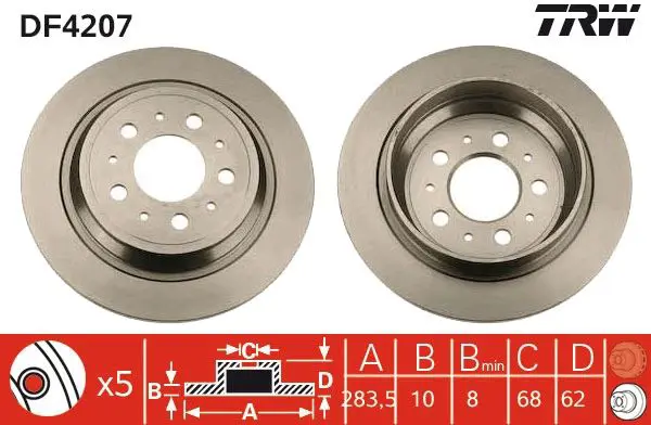 Handler.Part Brake disc TRW DF4207 1