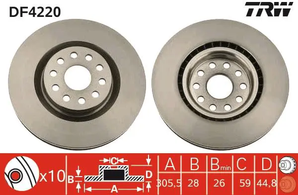 Handler.Part Brake disc TRW DF4220 1