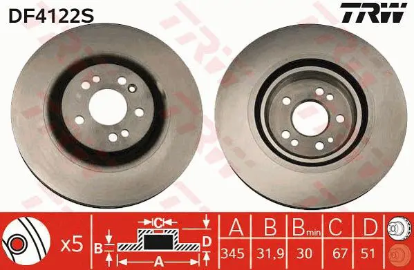 Handler.Part Brake disc TRW DF4222S 1