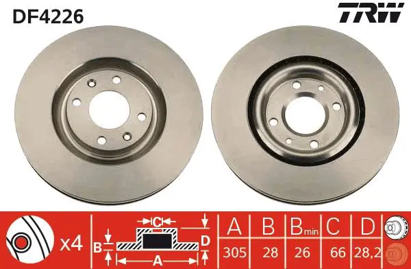 Handler.Part Brake disc TRW DF4226 1