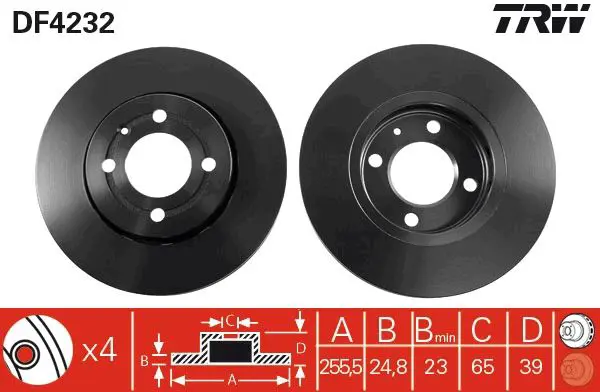 Handler.Part Brake disc TRW DF4232 1