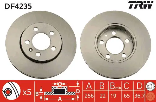 Handler.Part Brake disc TRW DF4235 1