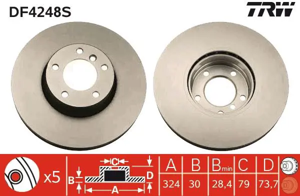 Handler.Part Brake disc TRW DF4248S 1