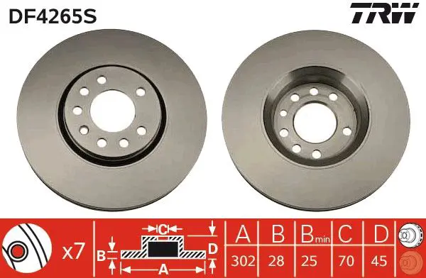 Handler.Part Brake disc TRW DF4265S 1