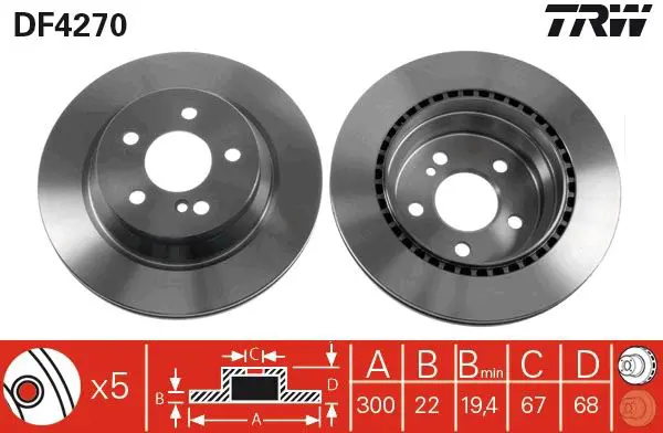 Handler.Part Brake disc TRW DF4270 1