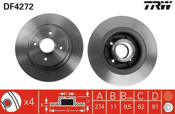 Handler.Part Brake disc TRW DF4272 1