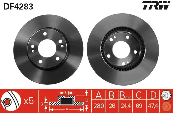 Handler.Part Brake disc TRW DF4283 1