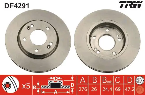 Handler.Part Brake disc TRW DF4291 1