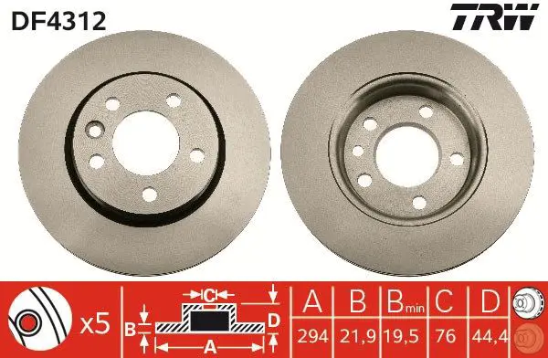 Handler.Part Brake disc TRW DF4312 1