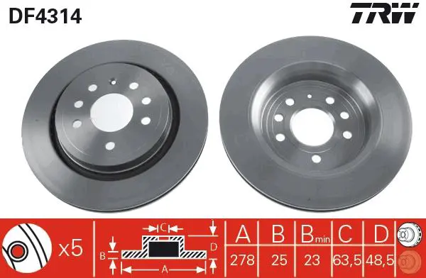 Handler.Part Brake disc TRW DF4314 1