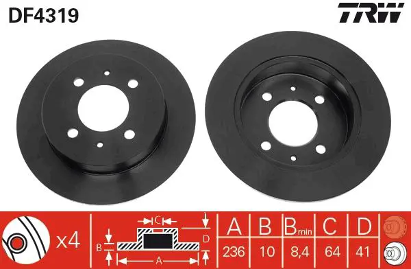 Handler.Part Brake disc TRW DF4319 1