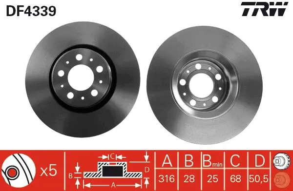 Handler.Part Brake disc TRW DF4339 1