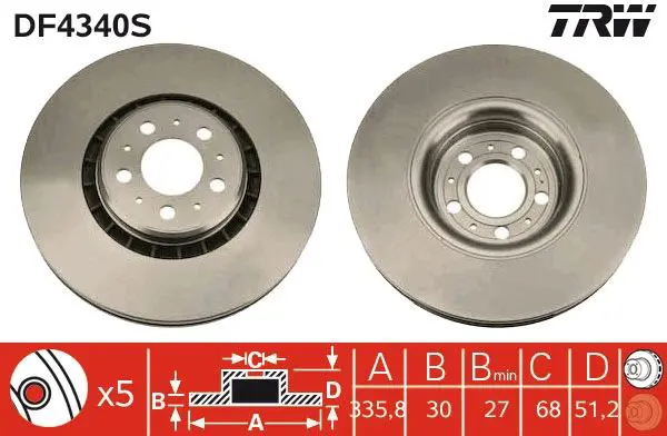 Handler.Part Brake disc TRW DF4340S 1