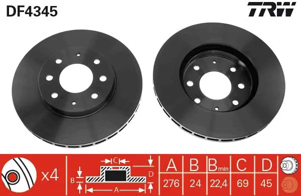 Handler.Part Brake disc TRW DF4345 1