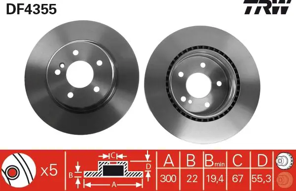 Handler.Part Brake disc TRW DF4355 1