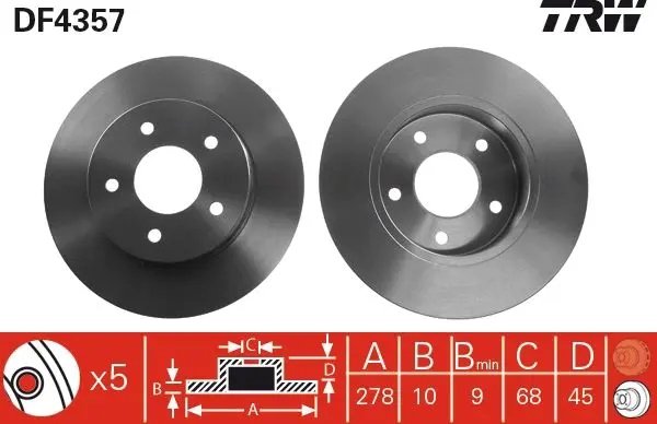 Handler.Part Brake disc TRW DF4357 1