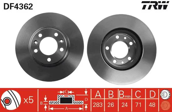 Handler.Part Brake Disc TRW DF4362 1