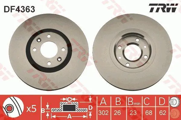 Handler.Part Brake disc TRW DF4363 1