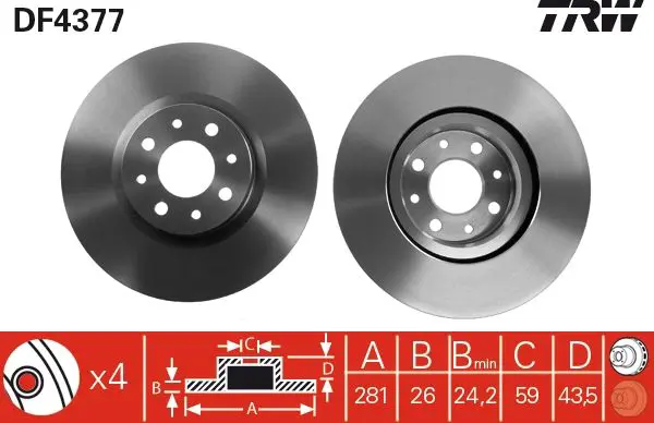 Handler.Part Brake disc TRW DF4377 1