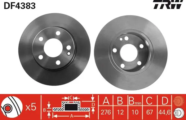 Handler.Part Brake disc TRW DF4383 1