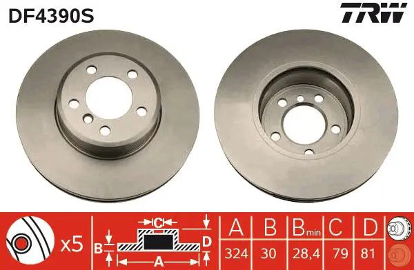 Handler.Part Brake disc TRW DF4390S 1