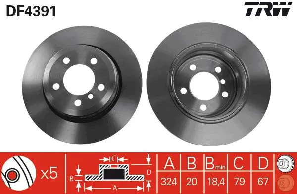 Handler.Part Brake disc TRW DF4391 1