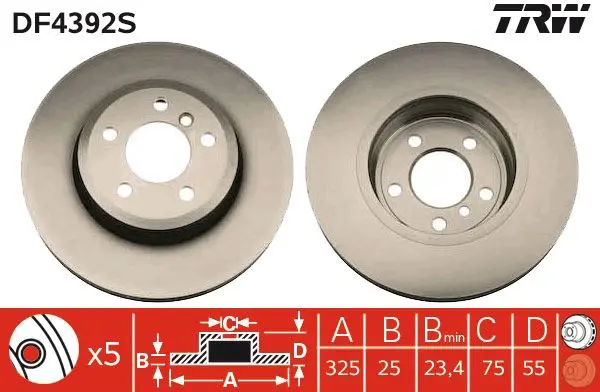 Handler.Part Brake disc TRW DF4392S 1