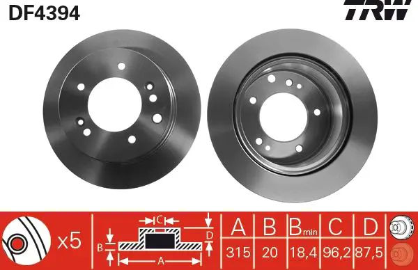 Handler.Part Brake disc TRW DF4394 1