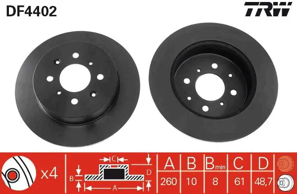 Handler.Part Brake disc TRW DF4402 1