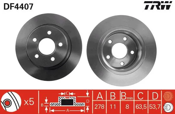 Handler.Part Brake disc TRW DF4407 1