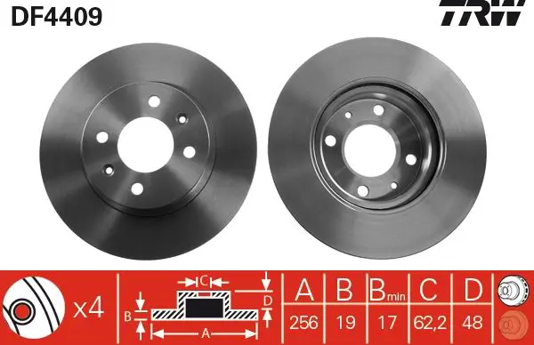 Handler.Part Brake disc TRW DF4409 1