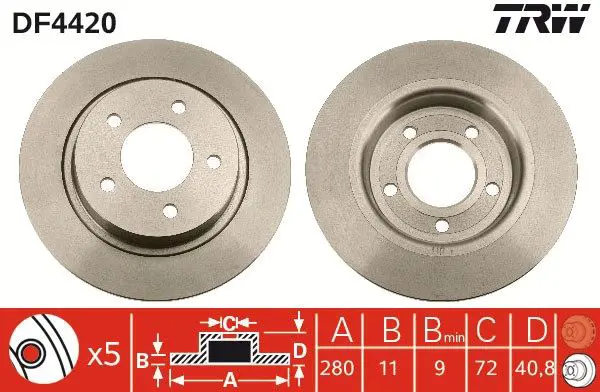 Handler.Part Brake disc TRW DF4420 1