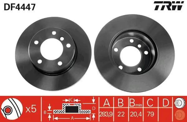 Handler.Part Brake disc TRW DF4447 1